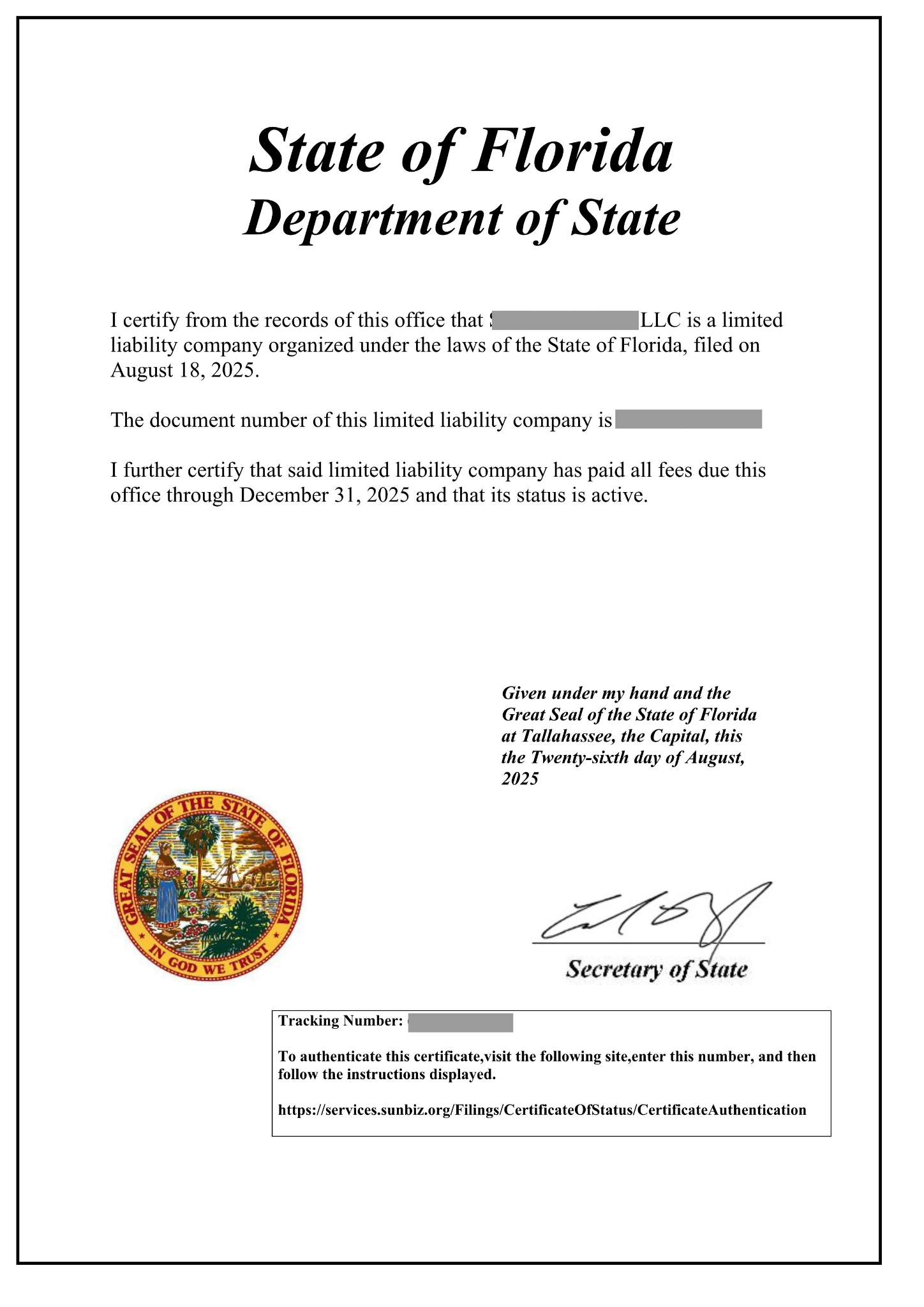 florida company registration
