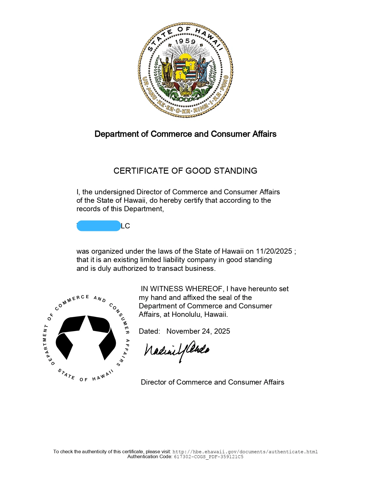 hawaii company registration